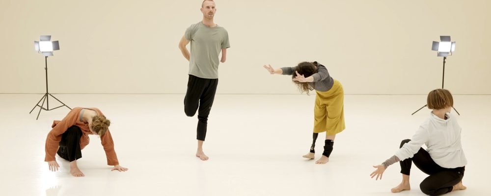 Four dancers from Candoco Dance Company Four dancers from Candoco Dance Company