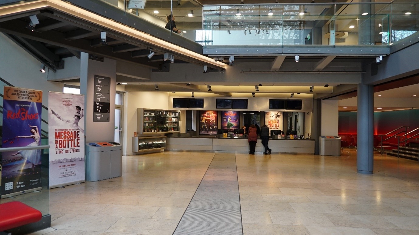 The foyer of Sadler's Wells Theatre