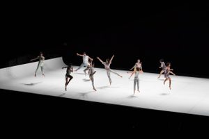Twenty-seven perspectives © Konstantin Lipatov A group of ten contemporary dancers performing on a white stage